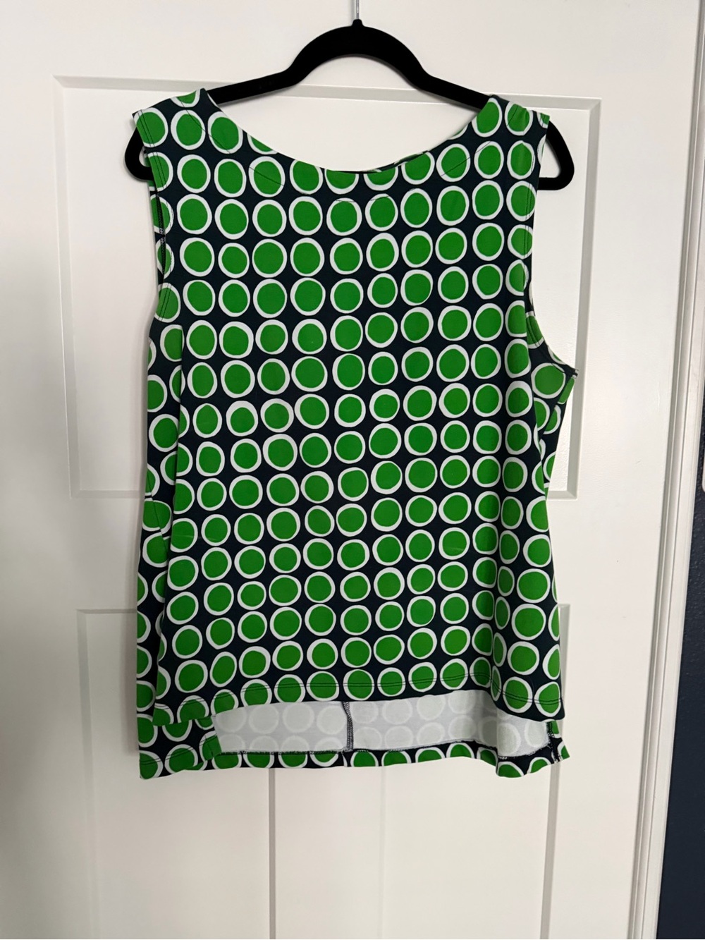 Lesley Evers boutique sleeveless Green Circle-Print Tank Top